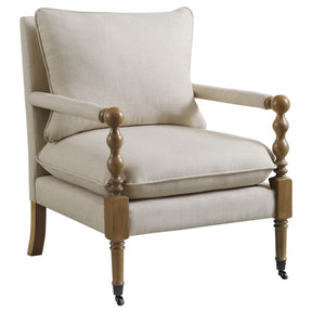 Dempsy Upholstered Accent Chair with Casters Beige  Half Price Furniture