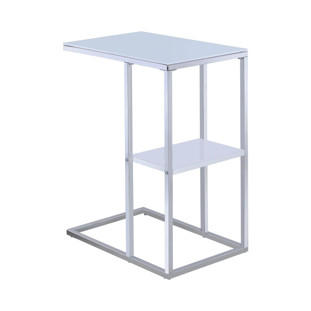 Daisy 1-shelf Accent Table Chrome and White  Half Price Furniture