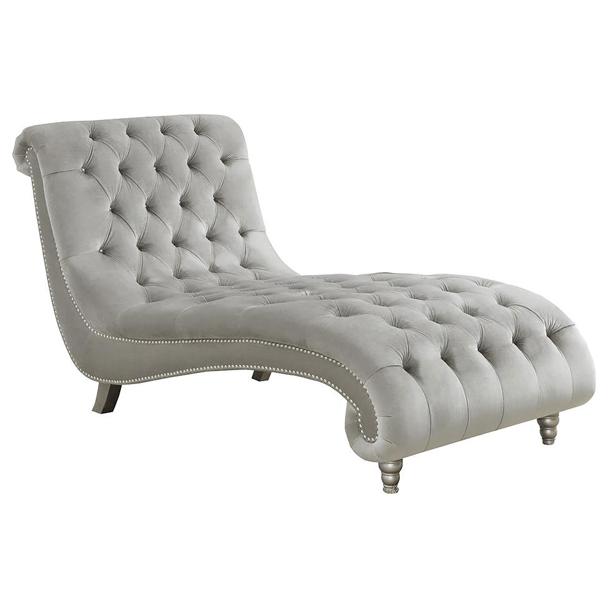 Lydia Tufted Cushion Chaise with Nailhead Trim Grey Lydia Tufted Cushion Chaise with Nailhead Trim Grey Half Price Furniture