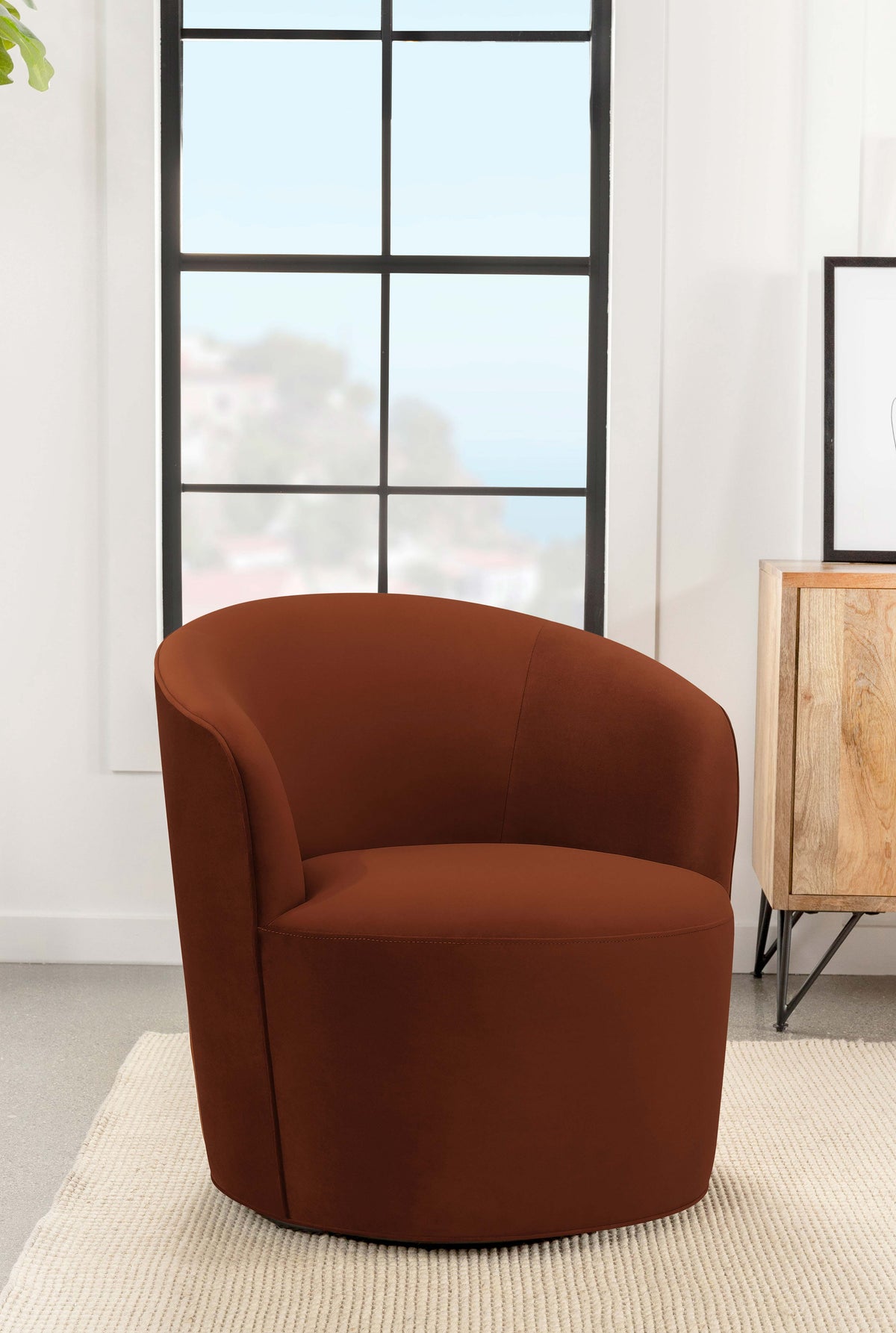 Joyce Sloped Arms Swivel Chair Burnt Orange  Half Price Furniture