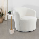 Joyce Upholstered Swivel Barrel Chair White Joyce Upholstered Swivel Barrel Chair White Half Price Furniture