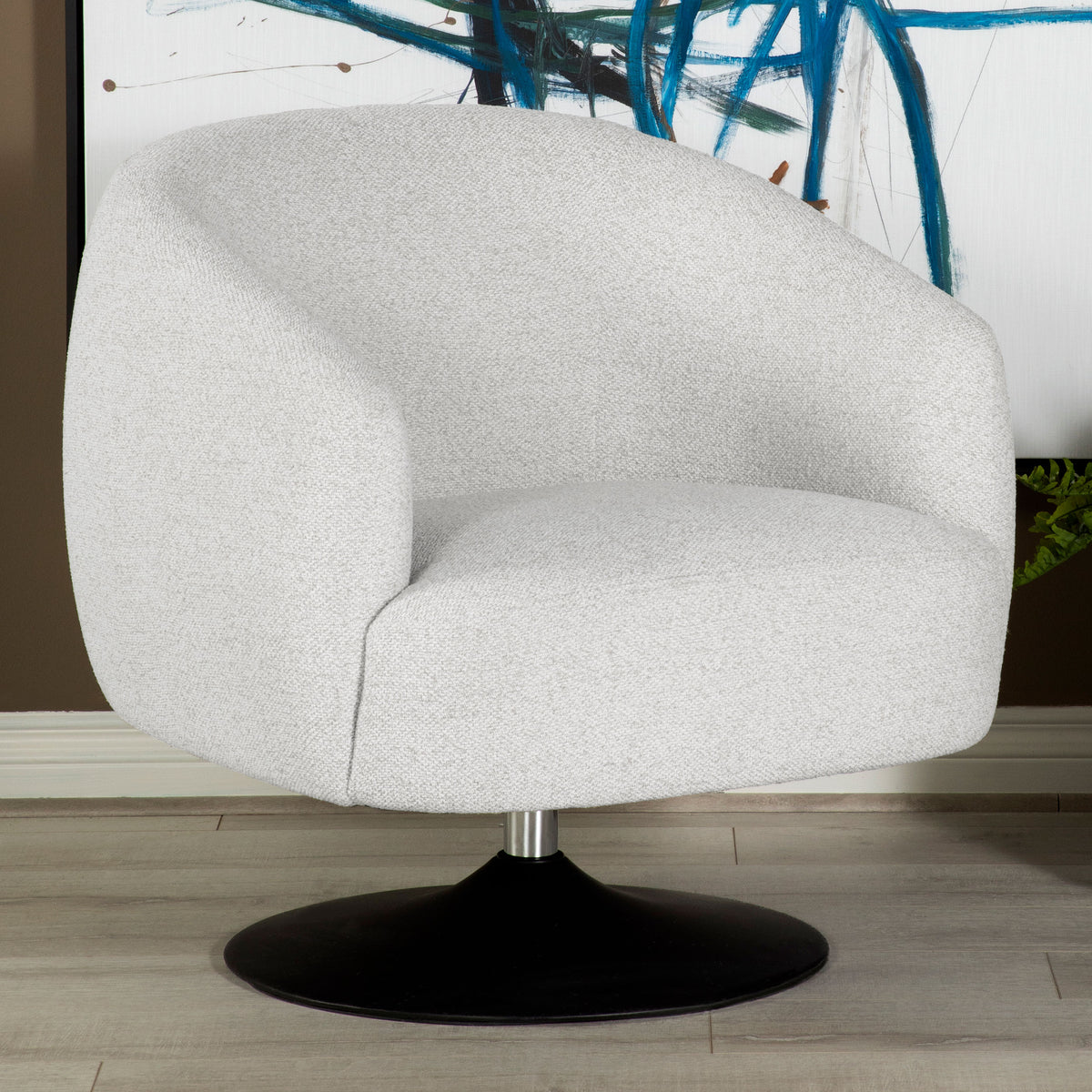 Dave Upholstered Swivel Accent Chair Beige and Matte Black  Half Price Furniture