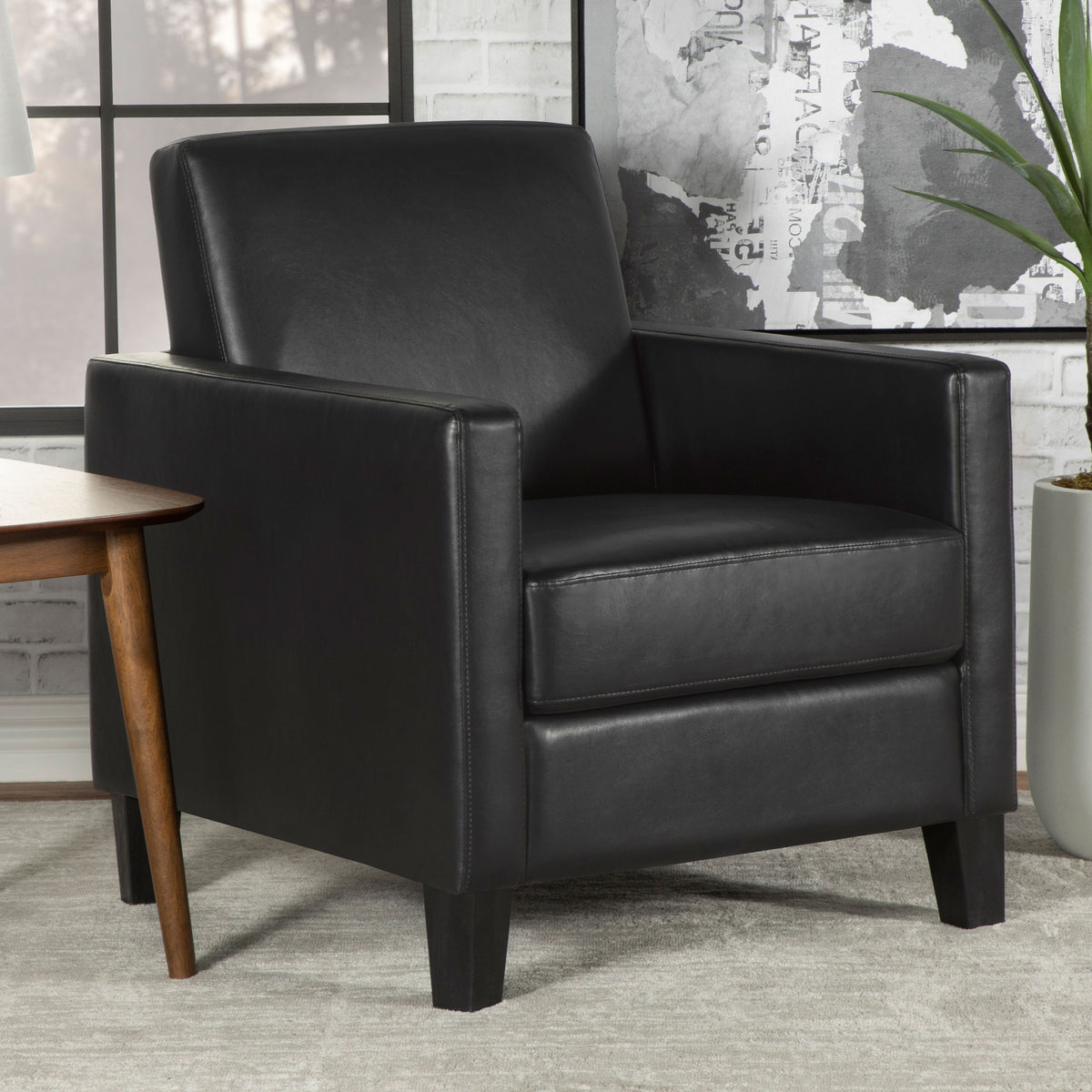 Julio Upholstered Accent Chair with Track Arms Black  Half Price Furniture