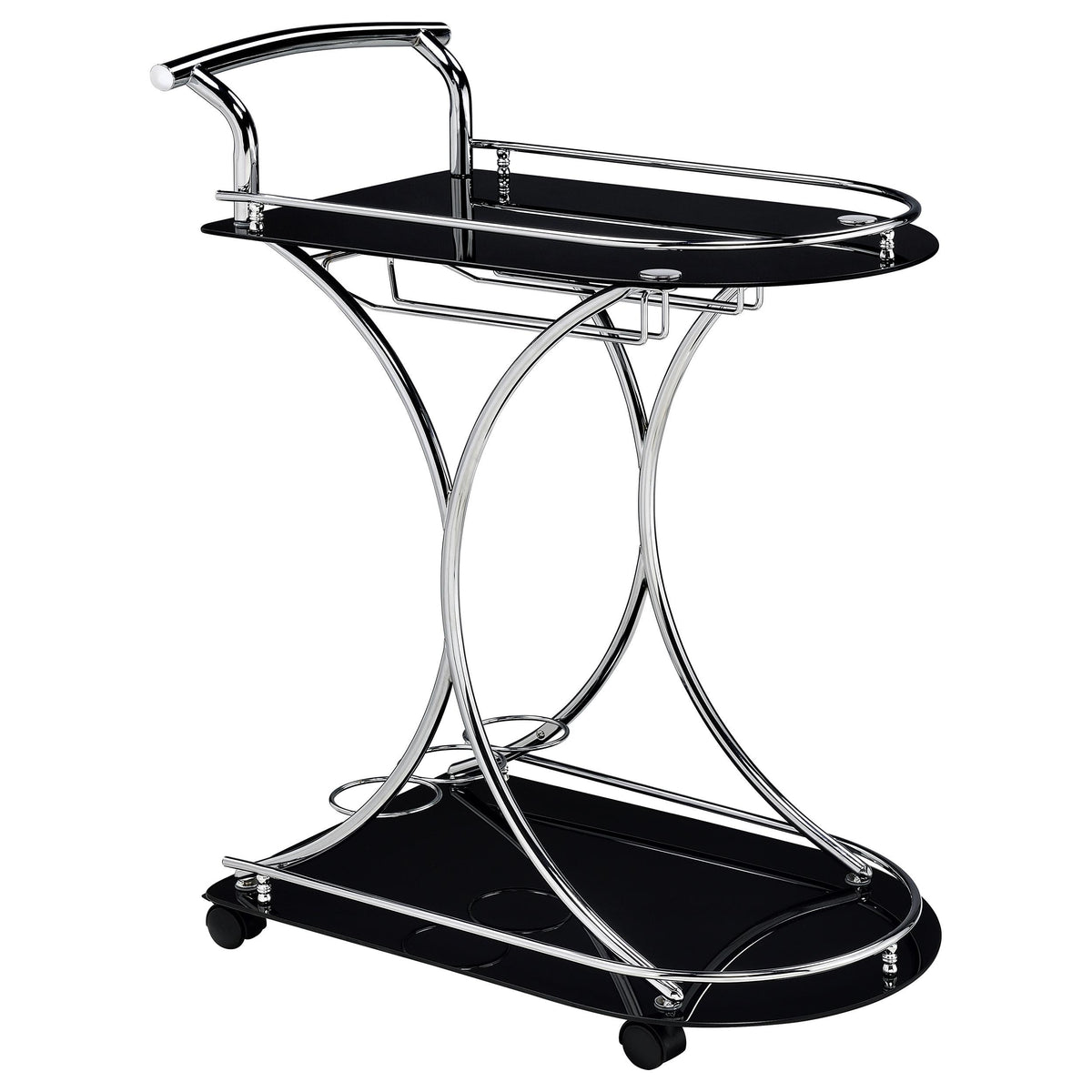 Elfman 2-shelve Serving Cart Chrome and Black Half Price Furniture