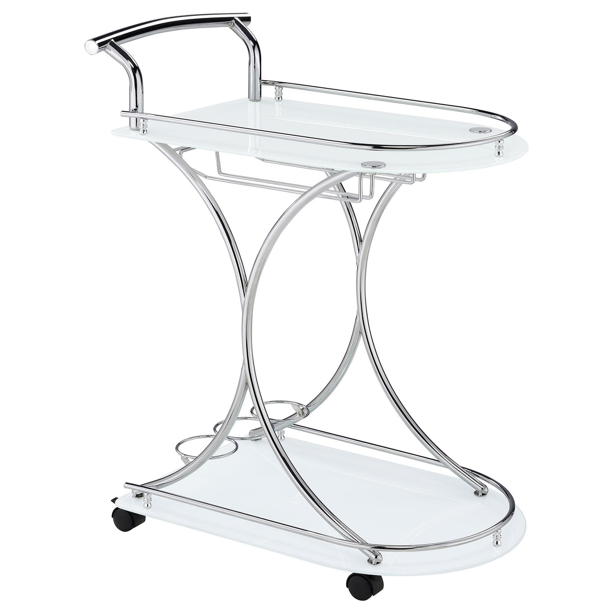 Elfman 2-shelve Serving Cart Chrome and White  Half Price Furniture