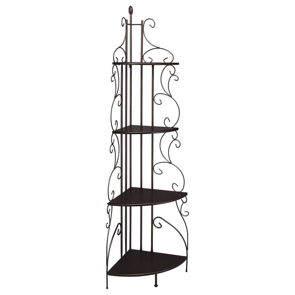 Poppy 4-shelf Corner Bookcase Cappuccino and Copper Half Price Furniture