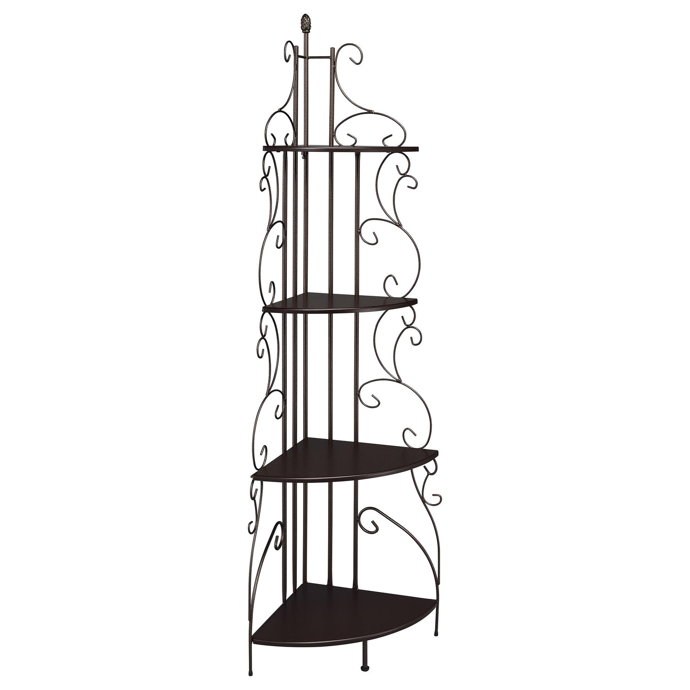 Poppy 4-shelf Corner Bookcase Cappuccino and Copper Half Price Furniture