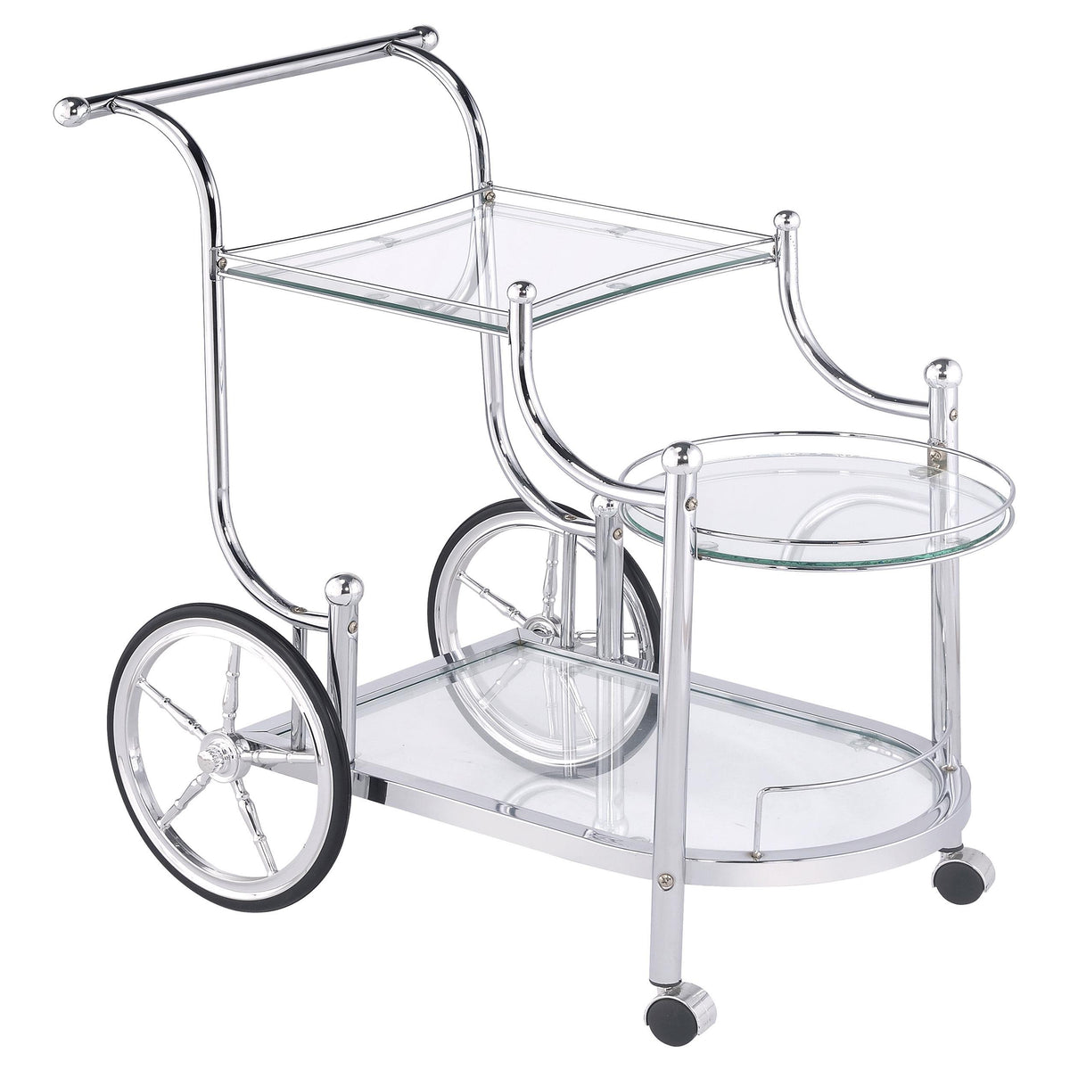Sarandon 3-tier Serving Cart Chrome and Clear  Las Vegas Furniture Stores