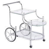 Sarandon 3-tier Serving Cart Chrome and Clear  Half Price Furniture