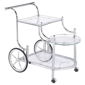 Sarandon 3-tier Serving Cart Chrome and Clear  Half Price Furniture