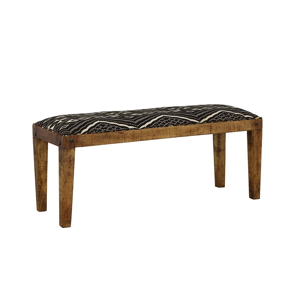 Lamont Rectangular Upholstered Bench Natural and Navy  Half Price Furniture