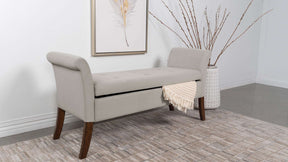 Farrah Upholstered Rolled Arms Storage Bench Half Price Furniture