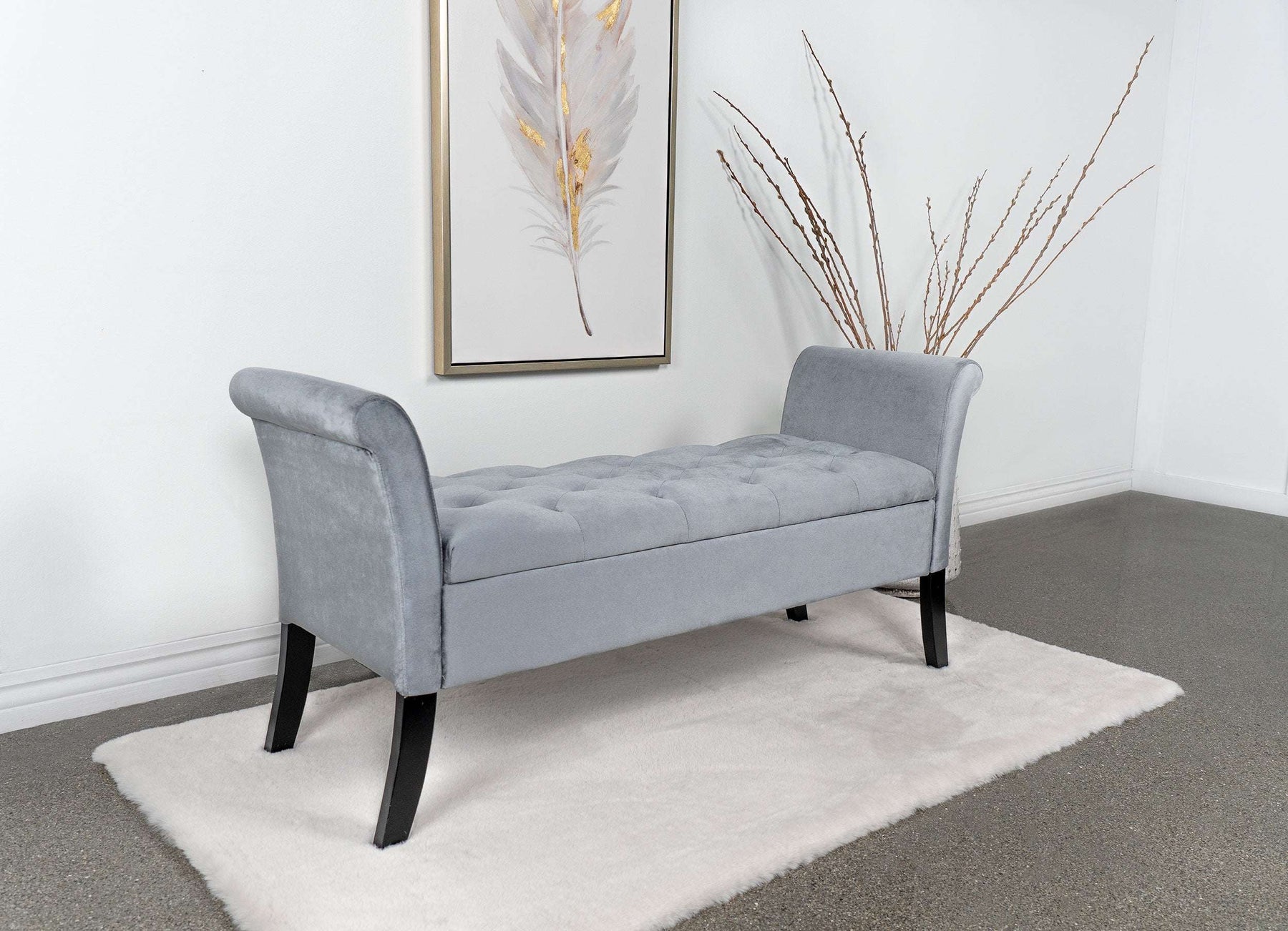Farrah Upholstered Rolled Arms Storage Bench - Bench - Half Price Furniture