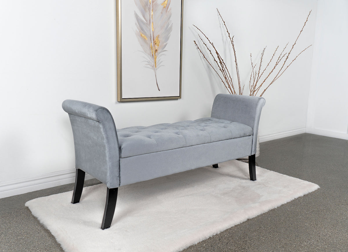Farrah Upholstered Rolled Arms Storage Bench - Half Price Furniture