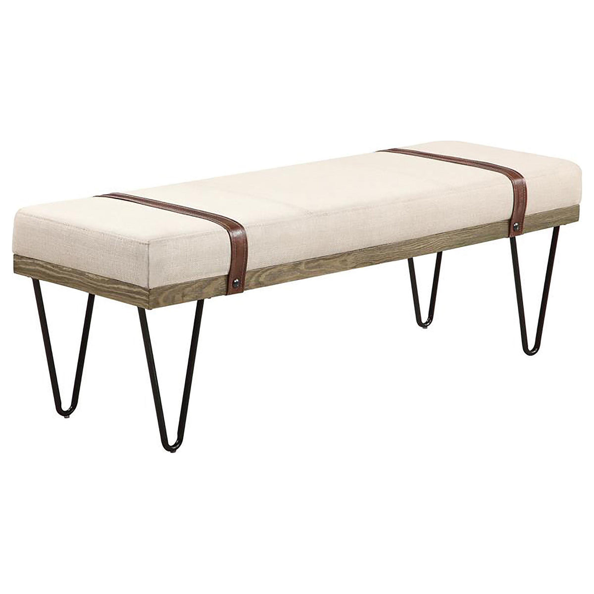 Austin Upholstered Bench Beige and Black  Las Vegas Furniture Stores