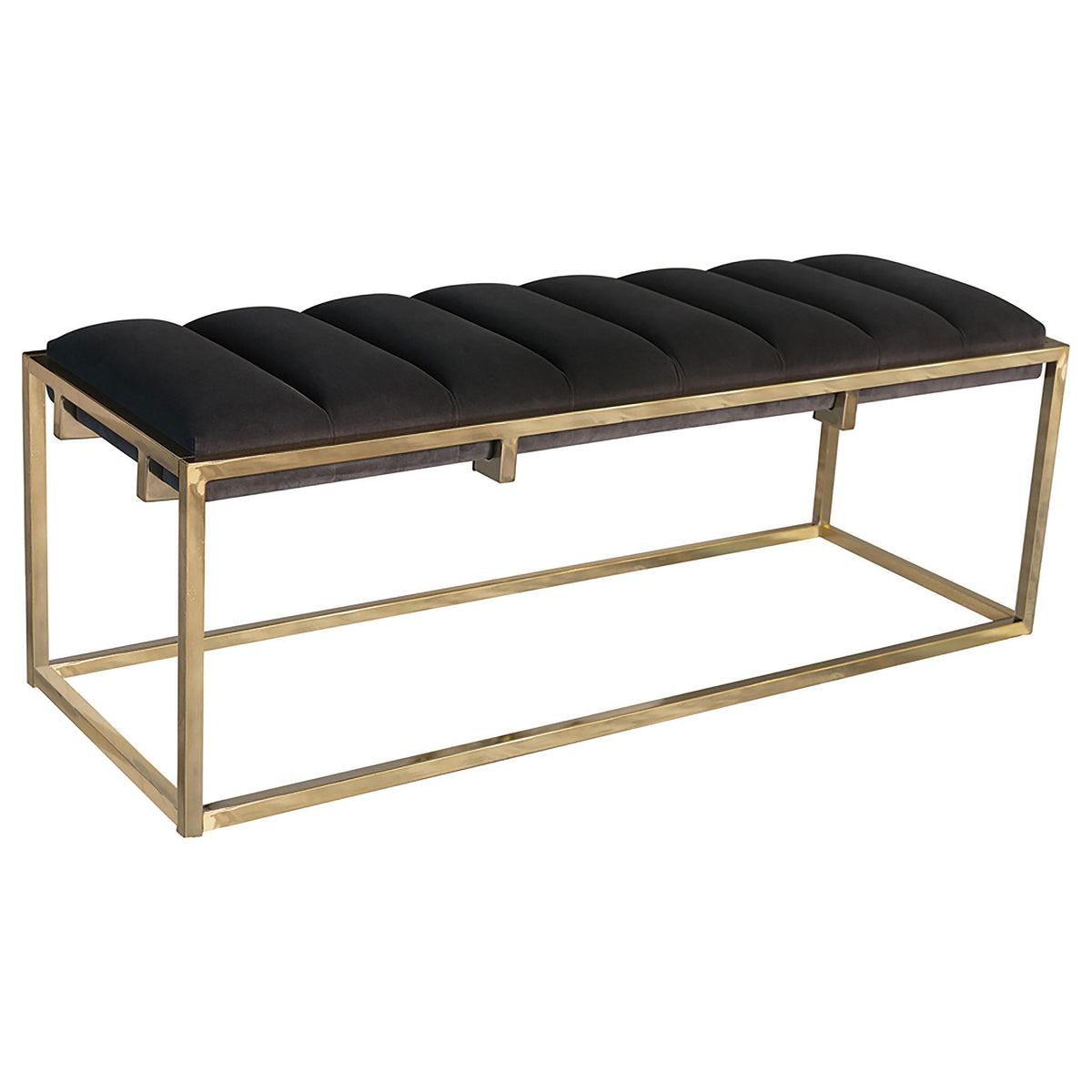 Lorena Tufted Cushion Bench Dark Grey and Gold  Las Vegas Furniture Stores