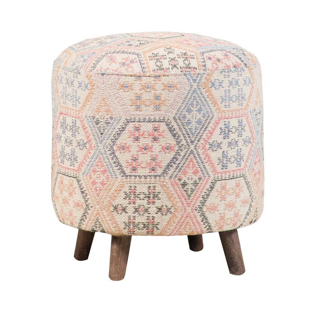 Naomi Pattern Round Accent Stool Multi-color Naomi Pattern Round Accent Stool Multi-color 