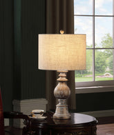Brie Drum Shade Table Lamp Oatmeal and Antique Gold Half Price Furniture