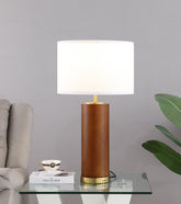 Aziel Drum Shade Bedside Table Lamp Cappuccino and Gold Half Price Furniture