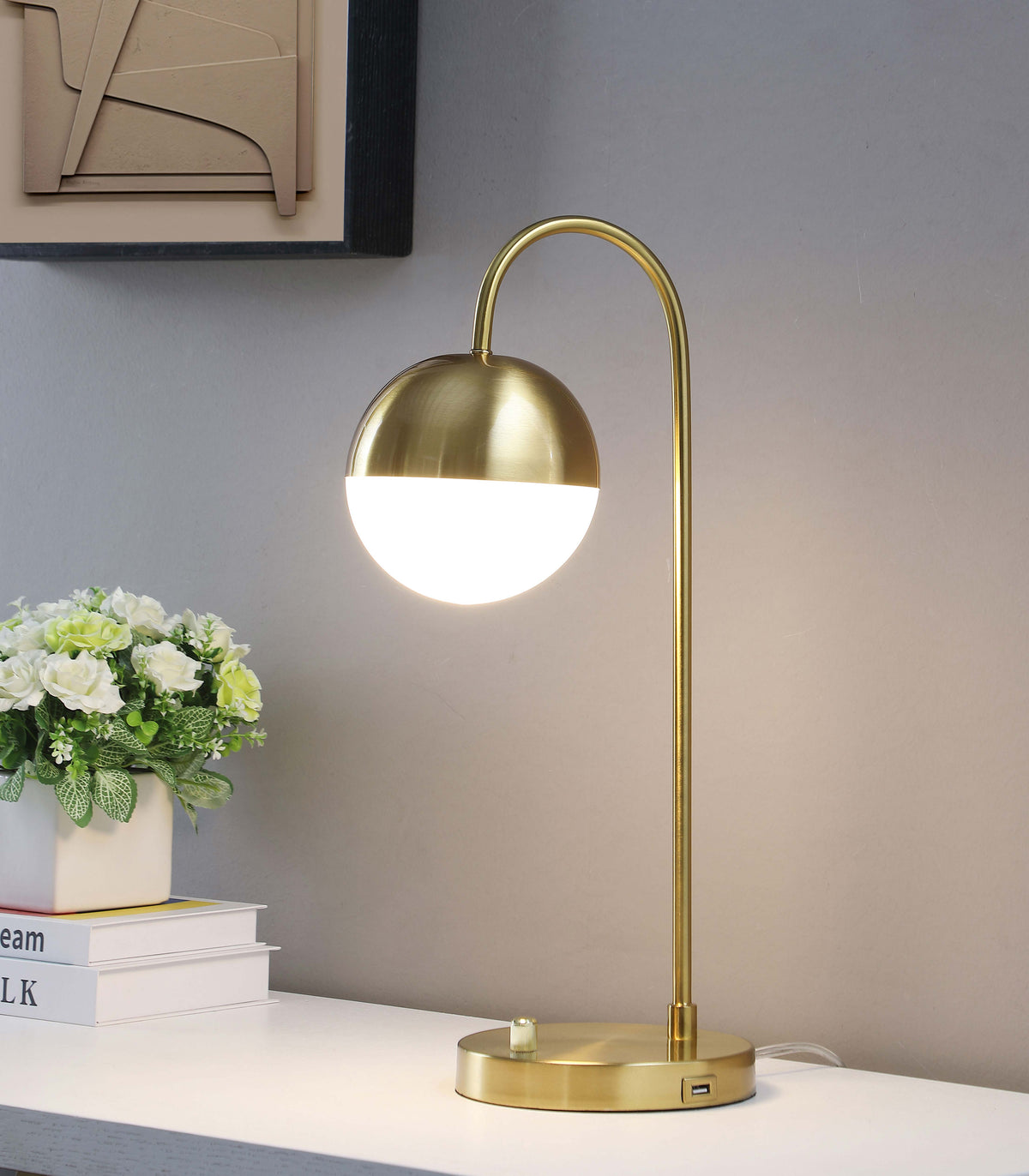 Merrick Round Arched Table Lamp Gold  Half Price Furniture