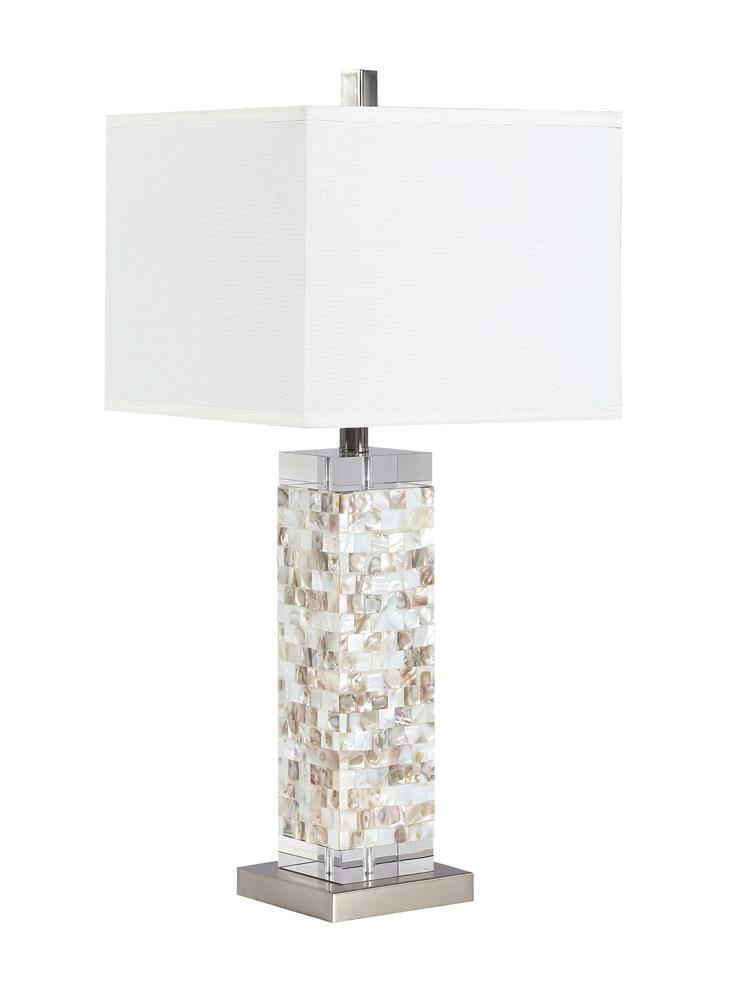 Capiz Square Shade Table Lamp with Crystal Base White and Silver Capiz Square Shade Table Lamp with Crystal Base White and Silver Half Price Furniture