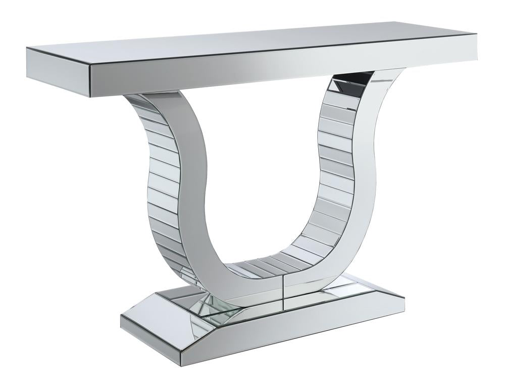 Saanvi Console Table with U-shaped Base Clear Mirror  Half Price Furniture
