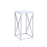 Edmund Accent Table with X-cross Glossy White and Chrome Edmund Accent Table with X-cross Glossy White and Chrome Half Price Furniture