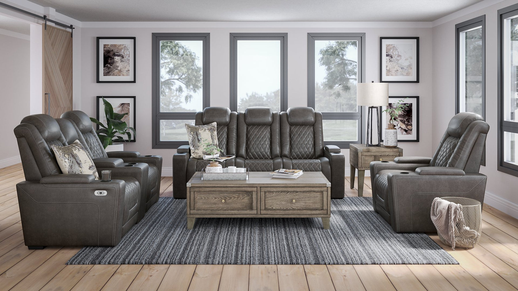 HyllMont Power Reclining Living Room Set - Half Price Furniture