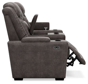 HyllMont Power Reclining Loveseat with Console - Half Price Furniture
