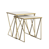 Bette 2-piece Nesting Table Set White and Gold Bette 2-piece Nesting Table Set White and Gold Half Price Furniture