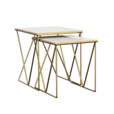 Bette 2-piece Nesting Table Set White and Gold Half Price Furniture