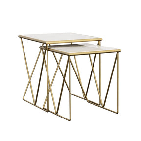 Bette 2-piece Nesting Table Set White and Gold Bette 2-piece Nesting Table Set White and Gold Half Price Furniture