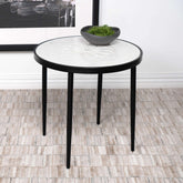 Kofi Round Marble Top Side Table White and Black Half Price Furniture
