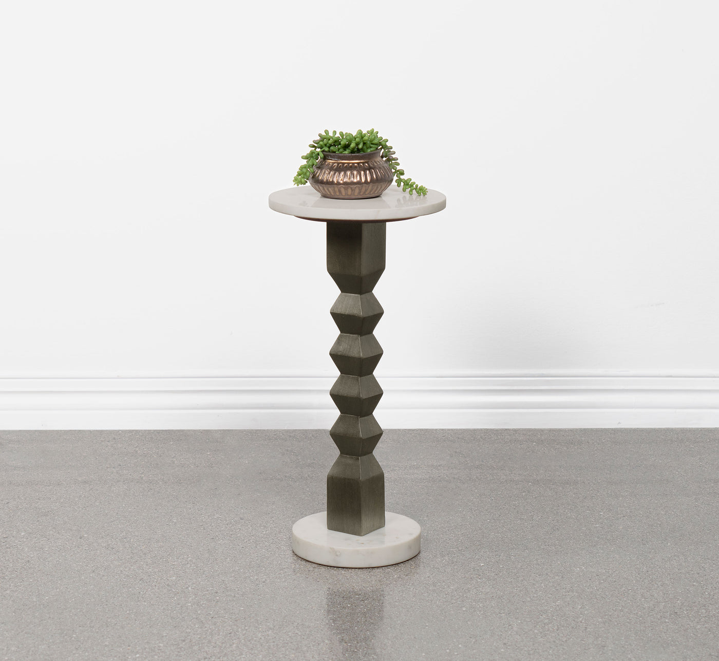 Colette Round Marble Top Side Table White and Dark Grey Half Price Furniture