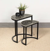 Zakiya 2-piece Demilune Nesting Table Black and White Half Price Furniture