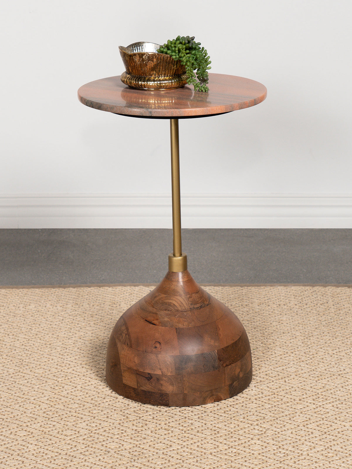 Colima Round Wood Top Side Table Peach  Half Price Furniture
