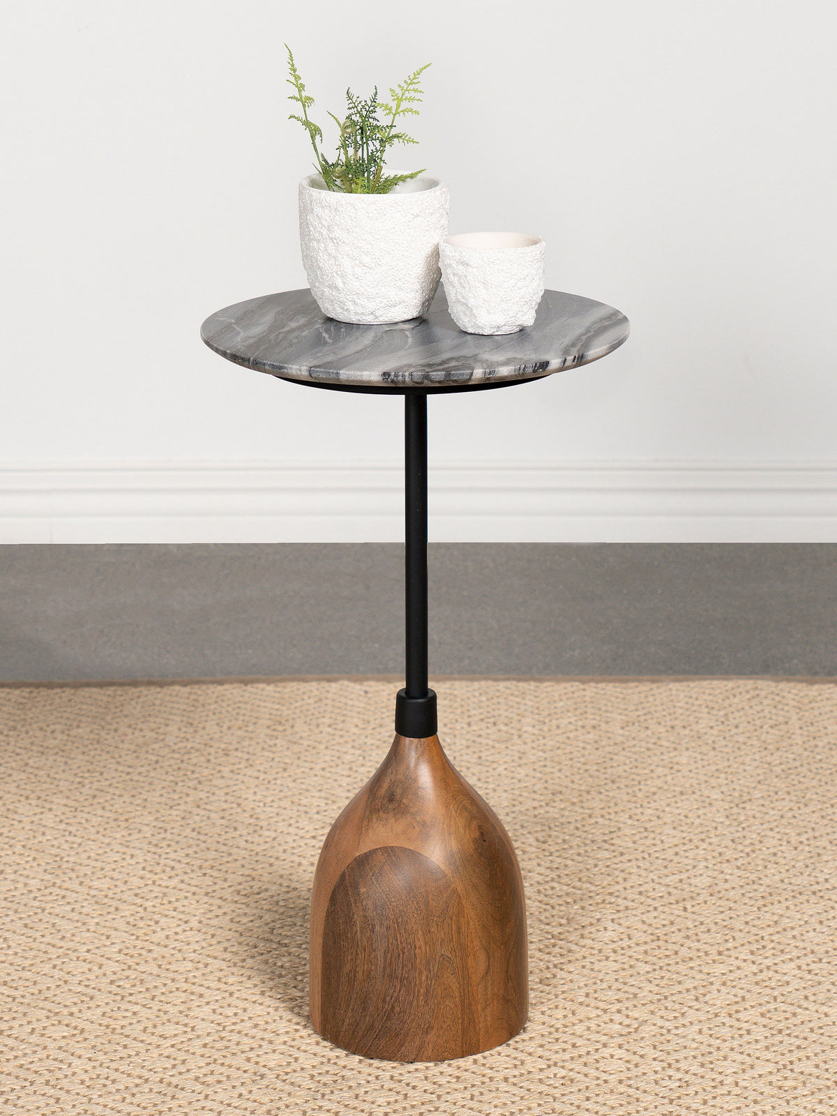 Ophelia Round Marble Top Side Table Black  Half Price Furniture