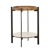 Adhvik Round Accent Table with Marble Shelf Natural and Black Half Price Furniture