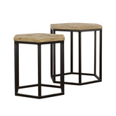 Adger 2-piece Hexagon Nesting Tables Natural and Black Adger 2-piece Hexagon Nesting Tables Natural and Black Half Price Furniture