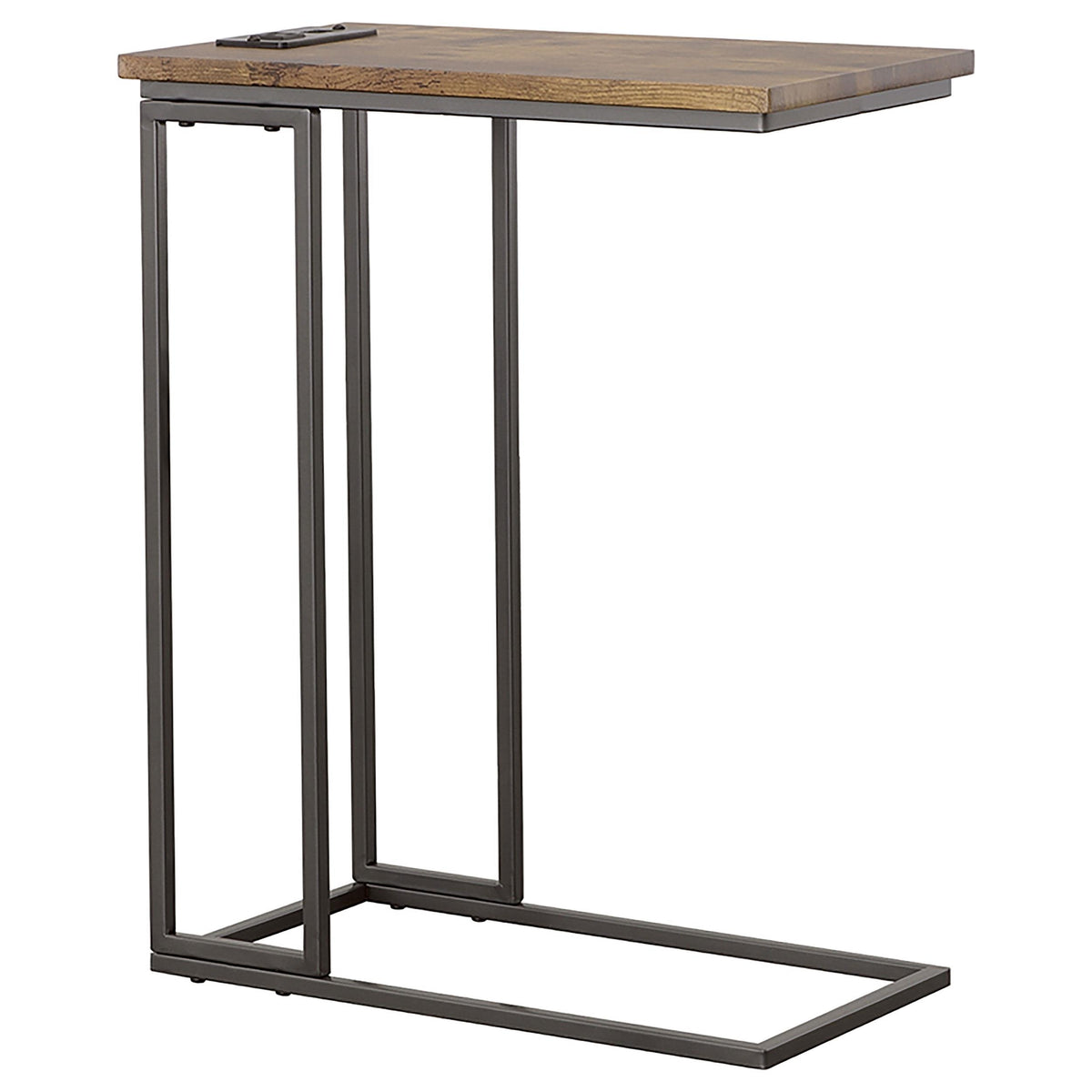 Rudy Snack Table with Power Outlet Gunmetal and Antique Brown  Half Price Furniture