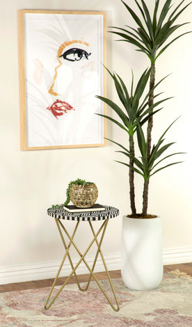 Xenia Round Accent Table with Hairpin Legs Black and White Half Price Furniture