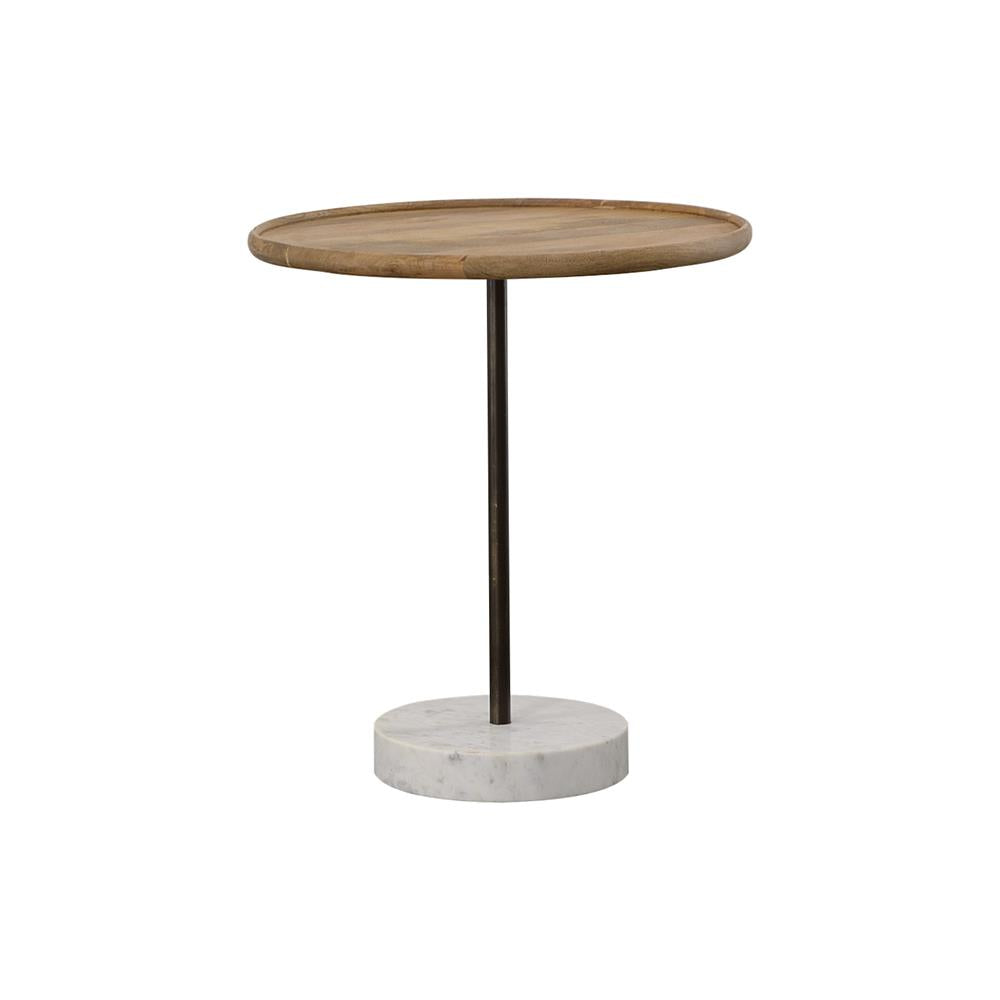 Ginevra Round Wooden Top Accent Table Natural and White  Half Price Furniture