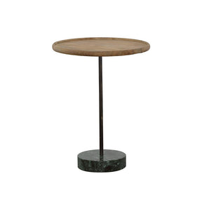 Ginevra Round Marble Base Accent Table Natural and Green  Half Price Furniture