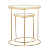 Maylin 2-piece Round Glass Top Nesting Tables Gold Maylin 2-piece Round Glass Top Nesting Tables Gold Half Price Furniture