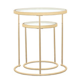 Maylin 2-piece Round Glass Top Nesting Tables Gold Half Price Furniture
