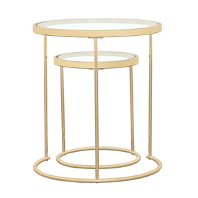 Maylin 2-piece Round Glass Top Nesting Tables Gold Half Price Furniture