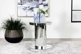 Dorielle Crystal Inlay Round Top Accent Table Mirror  Half Price Furniture