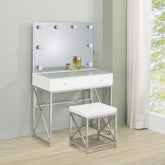 Eliza 2-piece Vanity Set with Hollywood Lighting White and Chrome Half Price Furniture