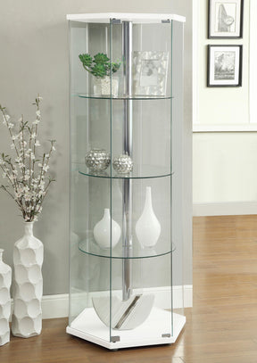 Traditional Glass Hexagon Curio Cabinet - Curio - Half Price Furniture