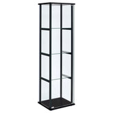 Cyclamen 4-shelf Glass Curio Cabinet Black and Clear Half Price Furniture